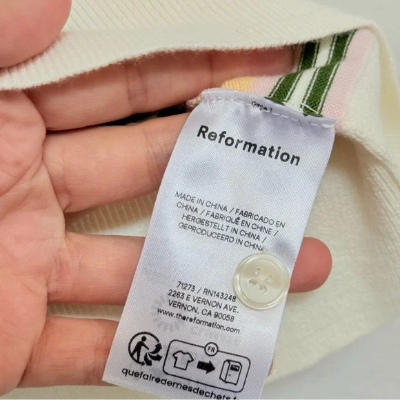 Reformation Campbell Cotton Polo Sweater Size XS